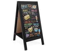 JEFURE Pizarra Caballete de Pie de Madera 100x50 cm, Pizarra Negra Doble cara Magnética Plegable, Cartel de Tiza para Bar, Restaurante, Cafetería, Tienda o Eventos Publicitarios
