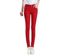 Jeggings Fit Push Up Mujer Chic Baratos a la Modelo Jogging Yoga Vintage Chic Jeans Ultra Cómodos, Vaqueros Ajustados, rojo, XXL
