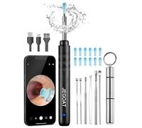 Jegoat Herramienta de eliminación de cera de oído, cámara con cámara HD 1296P y 6 luces LED, limpiador de oídos con 10 púas de oído, kit de eliminación de cera de oído mejorado para iOS y Android