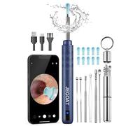JEGOAT Herramienta de eliminación de cera de oído, limpiador de oídos con cámara, kit de limpieza de oídos 1296P HD, 6 luces LED y 12 púas de oído, eliminación de cera de oídos con otoscopio para