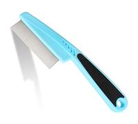 Jegtew Peine antipulgas para perros y gatos, peine para piojos con mango de goma, promueve el crecimiento del cabello y elimina el pelo suelto, nudos y escamas, cepillo antipulgas para mascotas (azul)