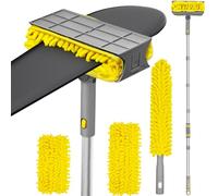 JEHONN Plumero Telescopico Extensible 196 cm con Chenilla Extra Flexible Cabezal, Mopa Desmontable y Lavable para Ventilador de Techo, Zócalos, Persianas, Paredes, Suelos e Interiores de Automóviles