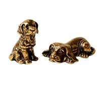 Jehoshaphat 2 estatuas pequeñas de cobre de perro pastor - Figura guardiana de pie de color latón metálico brillante para decoración del hogar
