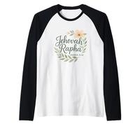 Jehová Rapha Cristiano Floral Biblia Verso Éxodo 15:26 Camiseta Manga Raglan
