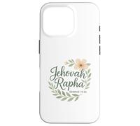 Jehová Rapha Cristiano Floral Biblia Verso Éxodo 15:26 Carcasa para iPhone 16 Pro