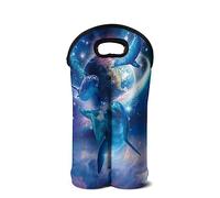 Jeiento Bolsa de transporte de vino portátil para 2 botellas, soporte para botella de agua, bolsas de regalo para vino, agua, champán, cerveza, biberones, Tierra de delfines, talla única, Bolsa de