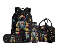 Jeiento Bolsa escolar con diseño de lobo para niños y niñas con lonchera aislada, bolsa para lápices, funda deportiva para botella de agua, juegos de bolsas de libros preescolares, Amante de los