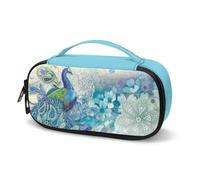 Jeiento Estuche para bolígrafos de insulina de pavo real azul, diseño de mandala bohemio, aislado, para diabéticos, con asa, estuche de viaje para medicina, regalo para mujeres