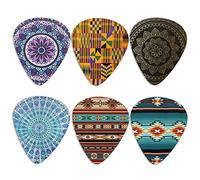 Jeiento Juego de 6 púas de guitarra con diseño bohemio de mandalas, ABS, para guitarras acústicas, eléctricas y bajos, 0,96 mm de grosor