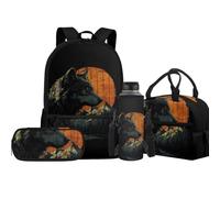 Jeiento Juego de mochila escolar para niños de 17 pulgadas con soporte para botella de agua, bolsa de almuerzo, estuche para lápices para niños y niñas, Rana de hongos, Talla única, Mochilas de día