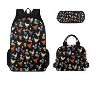Jeiento Kawaii - Juego de mochila para niñas, bolsa de hombro, bolsa de viaje para la escuela, bolsa térmica para comida, bolsa de almuerzo + estuche de lápices de gran capacidad, juego de accesorios