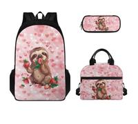Jeiento Kawaii - Juego de mochila para niñas, bolsa de hombro, bolsa de viaje para la escuela, bolsa térmica para comida, bolsa de almuerzo + estuche de lápices de gran capacidad, juego de accesorios