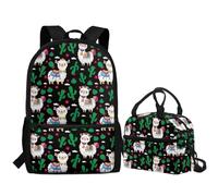 Jeiento Mochila escolar de dibujos animados para niños y niñas, ligera, mochila preescolar con lonchera aislada, Cactus verde y alpaca, Talla única, Mochilas de día