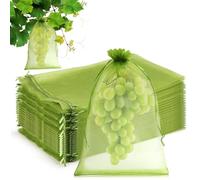 Jeinbuil 100 bolsas de protección para uvas, 20 x 30 cm, para uvas, frutas, con cordón, para jardín, protección contra moscas de vinagre de cereza, avispas y pájaros