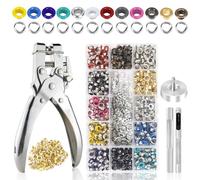 Jeinbuil Juego de alicates para ojales con 700 ojales (5 mm de diámetro, 13 colores), kit de herramientas para lonas, lonas, cuero, tiendas de campaña, toldos, tela de manualidades