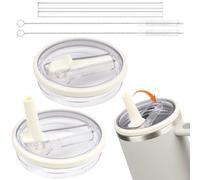 Jeinbuil Tapa para Stanley Cup hermética, 2 unidades, 40 oz a prueba de fugas, accesorio para tapa de repuesto Stanley Cup (blanco, 2 + 2 unidades)