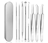 JEJA Extractor de Puntos Negros Kit de 8 Piezas, Removedor de Acné de Acero Inoxidable, Herramientas de Tratamiento con Caja para Eliminar Acné, Espinilla, Mancha y Pápula