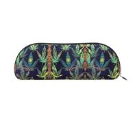 JEJEA A Puff in Time Weed - Estuche de piel con estampado de marihuana con cremallera, estuche para lápices, bolsa para lápices, bolsa de maquillaje, color plateado, talla única, neceser, plateado,