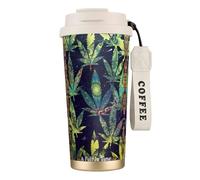 JEJEA A Puff in Time Weed - Tazas aisladas de acero inoxidable con estampado de marihuana, tazas de café de doble pared, taza de viaje de café para oficina en casa
