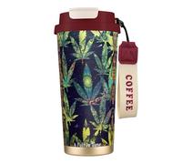 JEJEA A Puff in Time Weed - Tazas aisladas de acero inoxidable con estampado de marihuana, tazas de café de doble pared, taza de viaje de café para oficina en casa