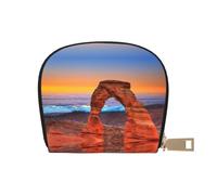JEJEA Arches National Park - Cartera para tarjetas de crédito, pequeña cartera con cremallera, tarjetero de cuero, White, Talla única