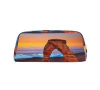 JEJEA Arches National Park - Estuche de piel con estampado de parque nacional, bolsa de lápices de gran capacidad, bolsa de maquillaje versátil, Silver, Talla única, Neceser