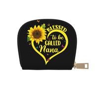 JEJEA Blessed to Be Called Nana - Cartera para tarjetas de crédito con estampado de girasol, pequeña cartera con cremallera, tarjetero de cuero, White, Talla única
