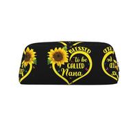 JEJEA Blessed to Be Called Nana - Estuche de piel con estampado de girasol, bolsa de lápices de gran capacidad, bolsa de maquillaje versátil, Silver, Talla única, Neceser