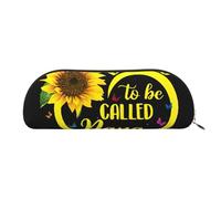 JEJEA Blessed to Be Called Nana - Estuche de piel con estampado de girasoles con cremallera, estuche para lápices, bolsa para lápices, bolsa para cosméticos de maquillaje, Gold, Talla única, Neceser