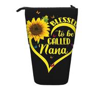 JEJEA Blessed to Be Called Nana - Estuche telescópico multifuncional con estampado de girasoles, bonito estuche de papelería portátil para cosméticos, Black, Talla única, Organizador de bolsas