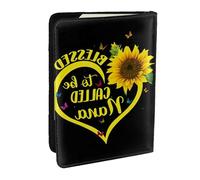 JEJEA Blessed to Be Called Nana - Organizador de viaje con estampado de girasoles, funda para tarjetas de crédito, funda para pasaporte, cartera para viajes, Black, Talla única