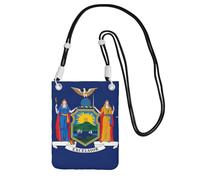 JEJEA Bolsa cruzada para teléfono con estampado de bandera del estado de Nueva York para mujeres y hombres, correa ajustable, para viajes y compras, Black, Talla única