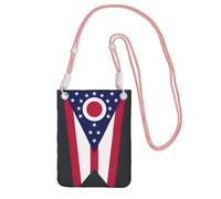 JEJEA Bolsa cruzada para teléfono con estampado de bandera del estado de Ohio para mujeres y hombres, correa ajustable, para viajes, compras, Pink, Talla única