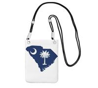 JEJEA Bolsa cruzada para teléfono con estampado de mapa de la bandera de Carolina del Sur para mujeres y hombres, correa ajustable, para viajes y compras, Black, Talla única