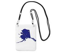JEJEA Bolsa cruzada para teléfono con estampado de mapa de la bandera del estado de Alaska para mujeres y hombres, correa ajustable, para viajes, compras, Black, Talla única
