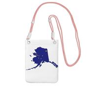 JEJEA Bolsa cruzada para teléfono con estampado de mapa de la bandera del estado de Alaska para mujeres y hombres, correa ajustable, para viajes, compras, Pink, Talla única