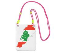 JEJEA Bolsa cruzada para teléfono con estampado de mapa de la bandera del Líbano para mujeres y hombres, correa ajustable, para viajes, compras, fucusia, Talla única