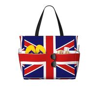 JEJEA Bolsa de mano con estampado de bandera inglesa, bolsa de hombro grande para mujer, bolsos casuales de gran capacidad, bolsa de compras y trabajo, Black, Talla única