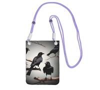 JEJEA Bolso cruzado negro con estampado de pájaros en una rama para mujeres y hombres, correa ajustable, para viajes, compras, Purple, Talla única