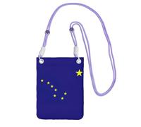 JEJEA Bolso cruzado para teléfono con estampado de bandera del estado de Alaska para mujeres y hombres, correa ajustable, para viajes, compras, Purple, Talla única