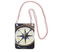 JEJEA Bolso cruzado para teléfono con estampado de brújula náutica para mujeres y hombres, correa ajustable, para viajes, compras, Pink, Talla única