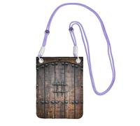 JEJEA Bolso cruzado para teléfono con estampado de puerta de madera rústica para mujeres y hombres, correa ajustable, para viajes, compras, Purple, Talla única