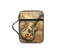 JEJEA Bonita funda grande con estampado de guitarra para mujer, bolsa de almacenamiento de Biblia con bolsillo con cremallera y asa