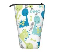 JEJEA Bonito estuche telescópico multifuncional con estampado de dinosaurios, bonito estuche de papelería portátil para cosméticos, Black, Talla única, Organizador de bolsas
