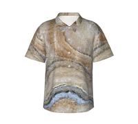 JEJEA Camisa hawaiana con estampado azul claro de piedra de ónix para hombre, manga corta con botones, camisas de playa de verano, camiseta cubana casual, Negro, S