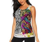 JEJEA Camiseta sin mangas con estampado de ventaja del cerebro izquierdo y derecho para mujer, camisetas de yoga de secado rápido, camisetas deportivas de ajuste holgado, Negro, XL