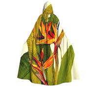 JEJEA Capa con capucha de Halloween con estampado de pájaro tropical del paraíso, unisex, para cosplay, regalos de fiesta de Navidad, trajes de bruja