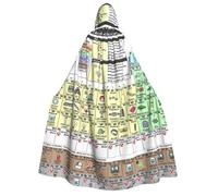 JEJEA Capa con capucha de Halloween con estampado de tabla periódica de elementos, unisex, para cosplay, regalos de fiesta de Navidad, trajes de bruja