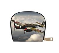 JEJEA Cartera para tarjetas de crédito de la Segunda Guerra Mundial, diseño de avión de la Segunda Guerra Mundial 2, tamaño pequeño, con cremallera, tarjetero de cuero, White, Talla única