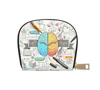 JEJEA Cartera pequeña para tarjetas de crédito con impresión de cerebro humano, tarjetero pequeño con cremallera, tarjetero de cuero, White, Talla única